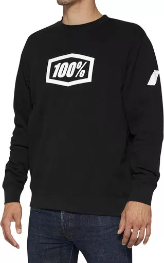 100% Icon Long-Sleeve Fleece Black Sweatshirt