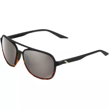 100% Konnor Sunglasses Matte Translucent Brown Fade sizeHiPER Silver Mirror