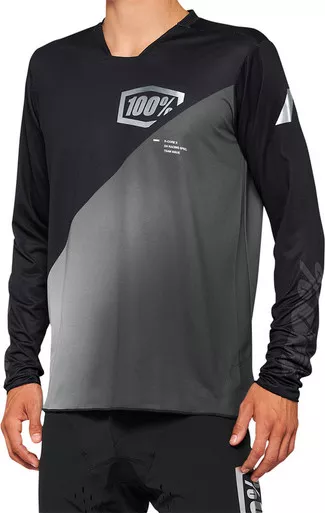 100% R-Core-X Long-Sleeve Black Gray Jersey