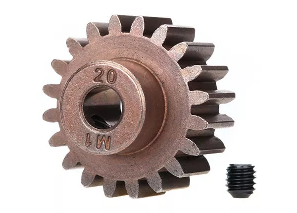 20-Tooth Pinion Gear (1.0 Metric Pitch, Fits 5mm Shaft) & Set Screw (For use only with Steel Spur Gears)
