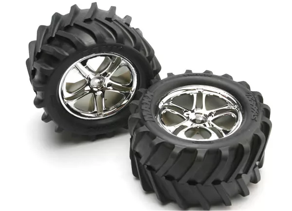 3.8" Maxx Chevron Tires on SS (Split Spoke) Chrome Wheels