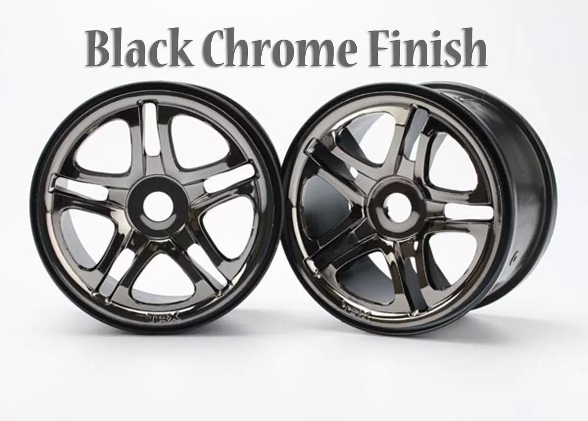 3.8" SS (Split Spoke) Wheels (2) (use w/ 17mm splined wheel hubs & nuts, #5353X) (fits Revo/Maxx series) - Mirror Chrome or Black Chrome