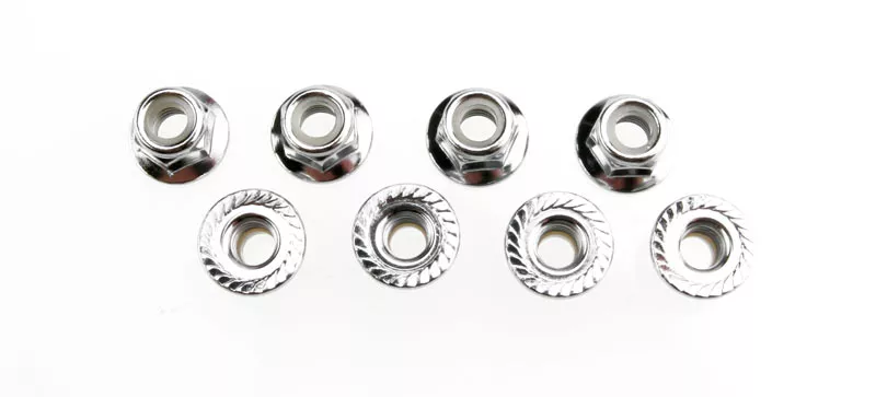 5mm Flanged Nylon Locking Nuts (Steel, Serrated)(8)