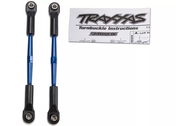 61mm Aluminum Turnbuckles, Toe Links (2), with Rod Ends & Hollow Balls (Blue or Red)