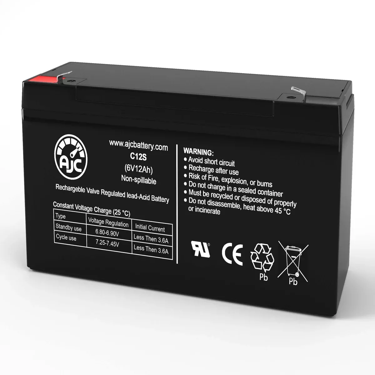 AJC Battery Brand Replacement for Werker WKA6-12F2 6V 12Ah UPS Battery