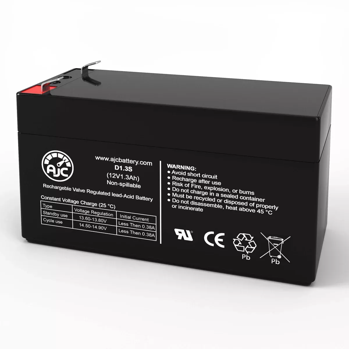 AJC Battery Compatible with Chloride Power 100001045 12V 1.3Ah Emergency Light Battery
