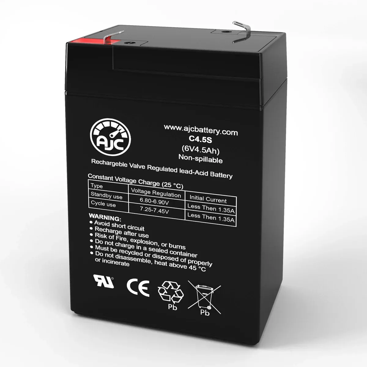 AJC Battery Compatible with Sonnenschein LCR6V4P 6V 4.5Ah Emergency Light Battery