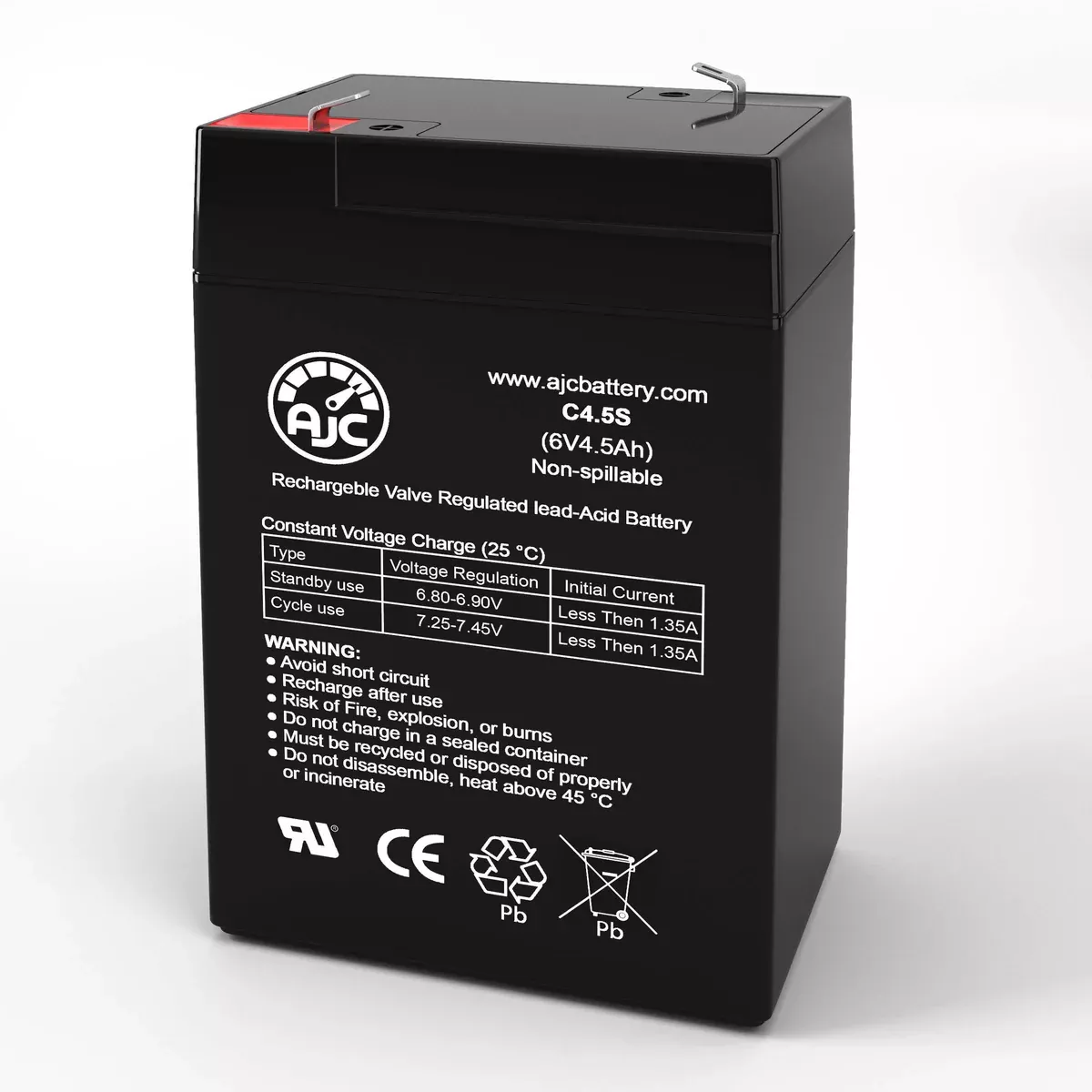 AJC Battery Compatible with Yuasa NP4-6 6V 4.5Ah UPS Battery