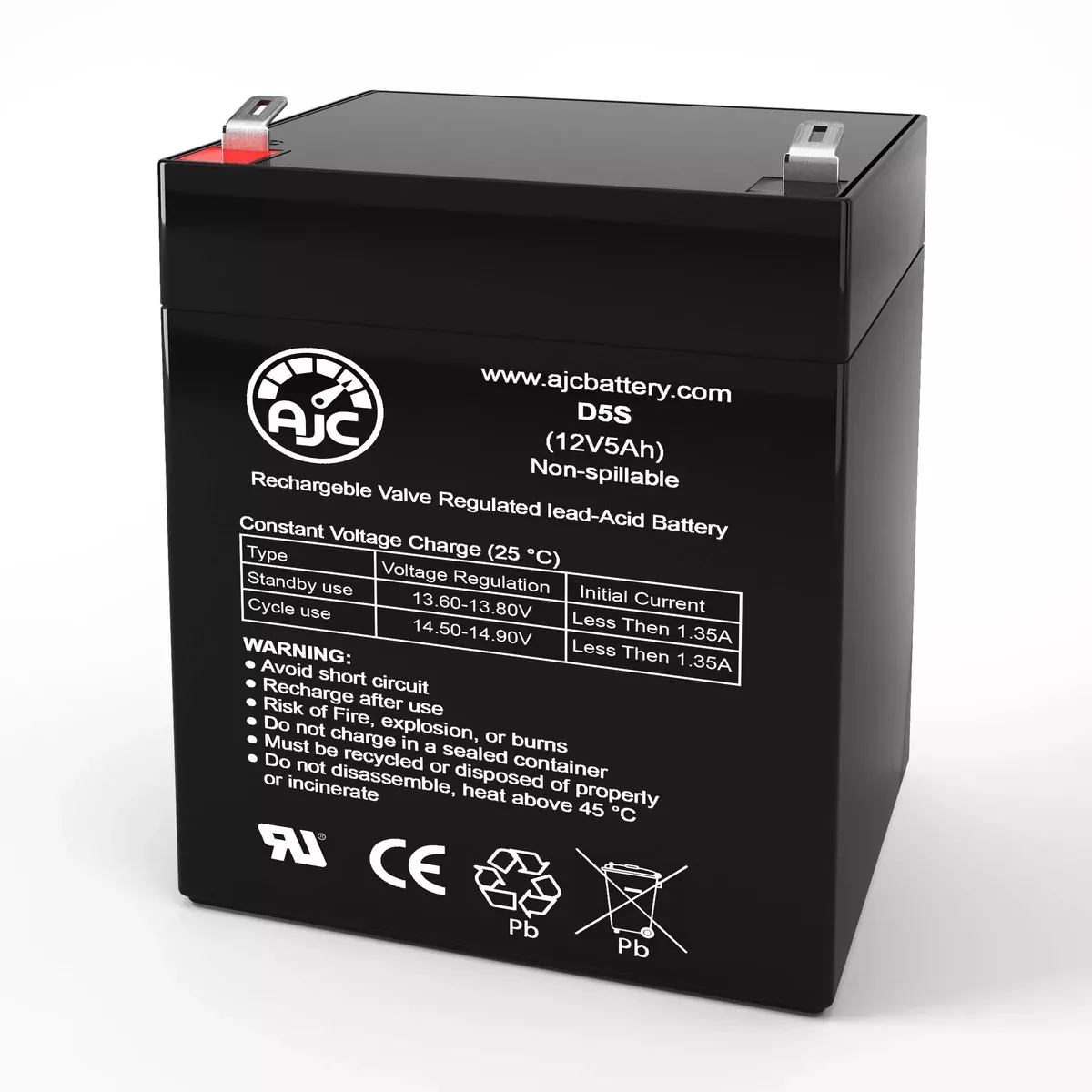 AJC Battery Compatible with Yuasa NP5-12 FR 12V 5Ah UPS Battery