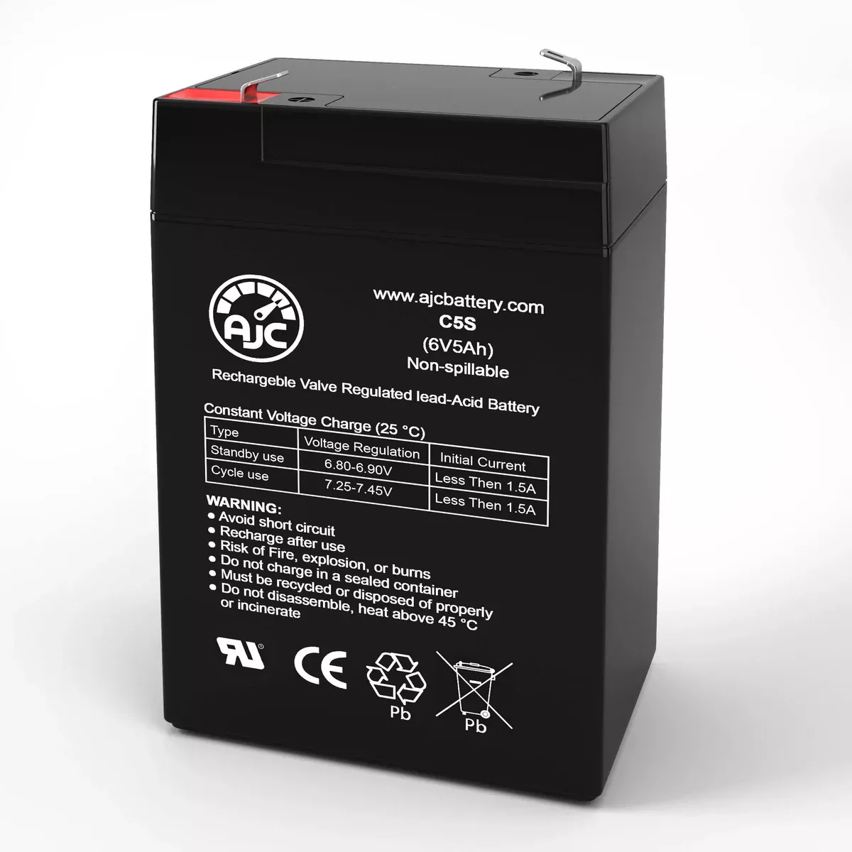 AJC Battery Compatible with Yuasa NP65 6V 5Ah Sealed Lead Acid Battery