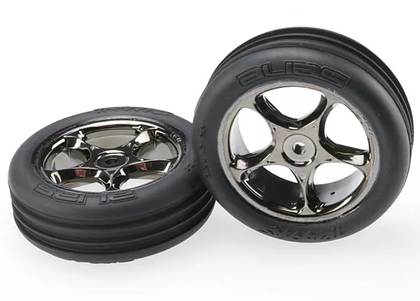 Alias Ribbed 2.2" Tires with Wheels & Inserts (Chrome or Black Chrome) (Assembled) (2)