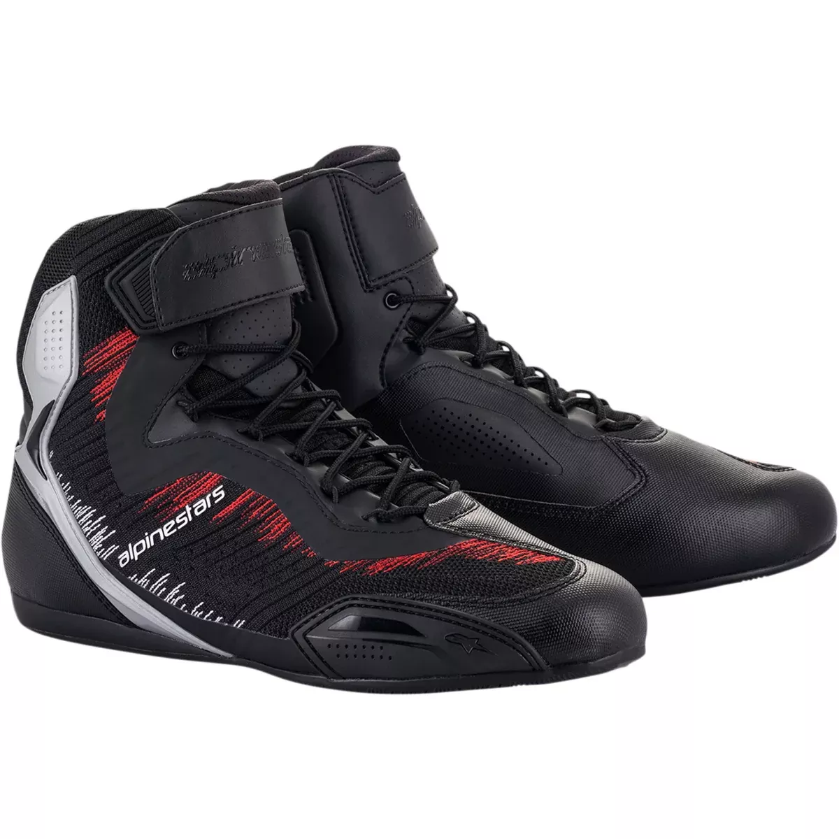 Alpinestars Faster-3 Rideknit Shoes Black Silver Red US 8.5 EU 41 – 2510319193085