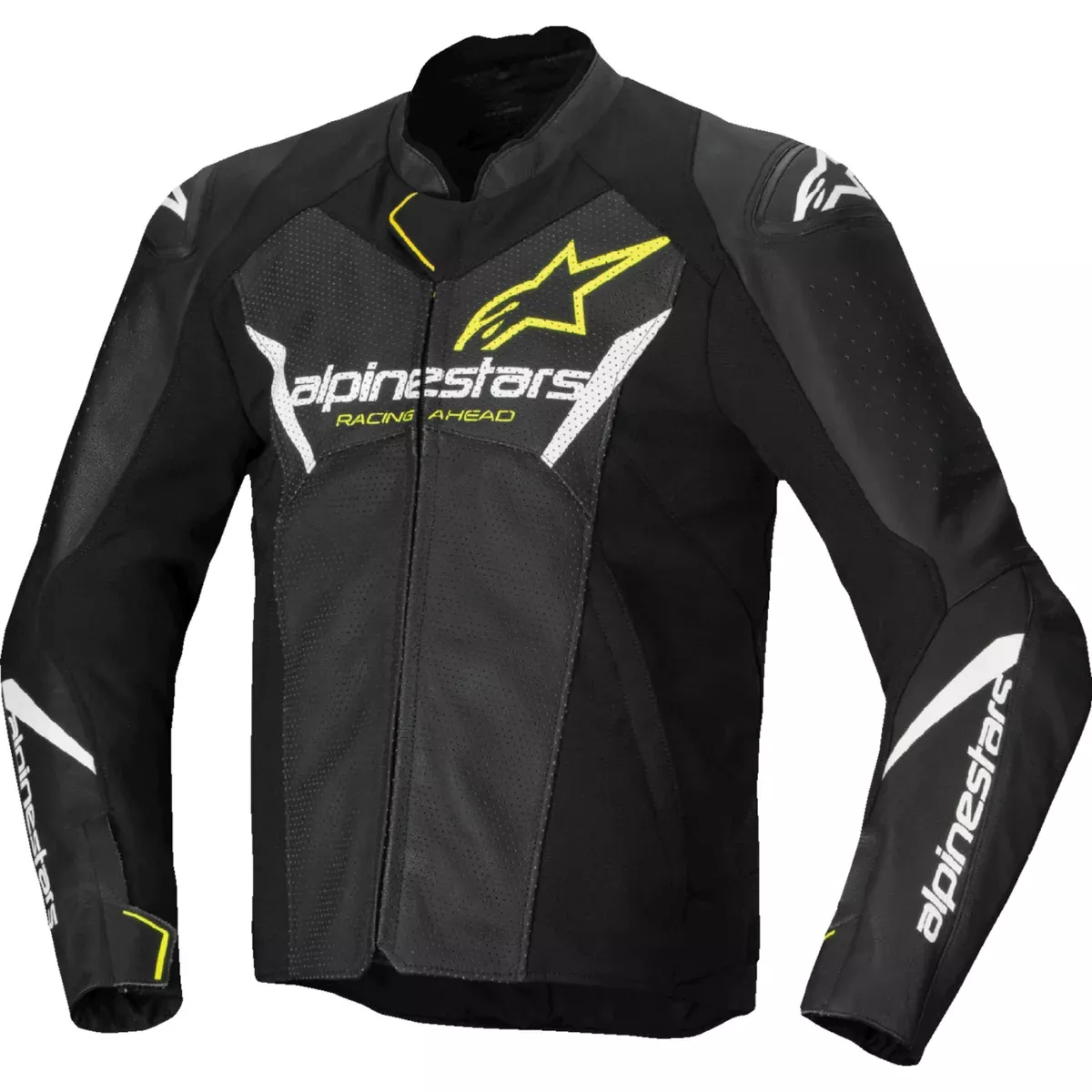 ALPINESTARS Faster v3 Airflow Leather Jacket Black/White/Yellow – Fluo US / EU