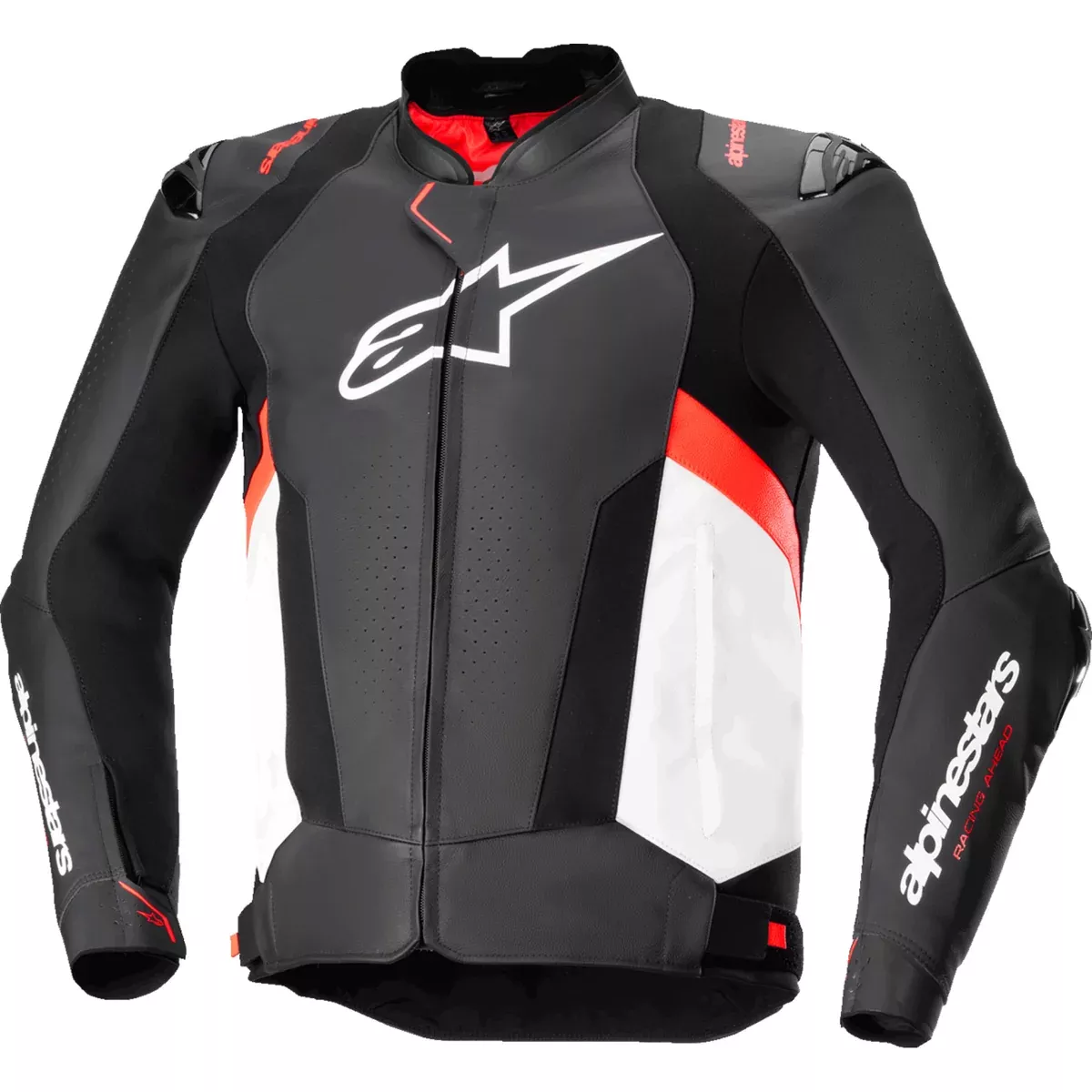 ALPINESTARS Missile v3 Leather Jacket Black/White/Red - Fluo US / EU