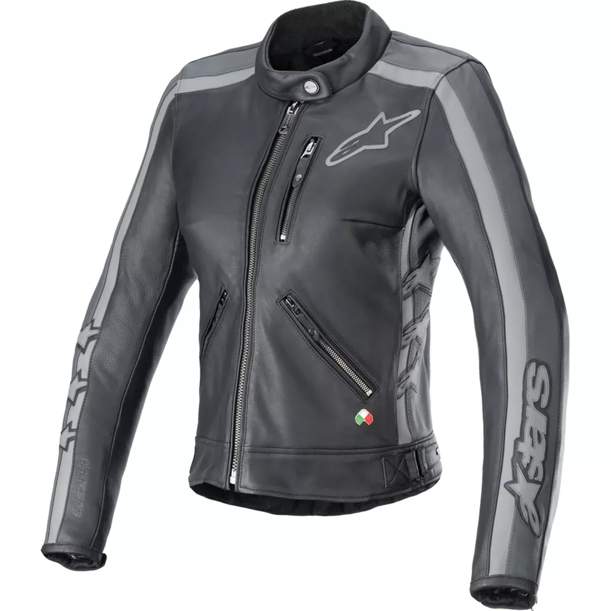 ALPINESTARS Stella Dyno Leather Jacket Black - Tar Gray/Dark Gray