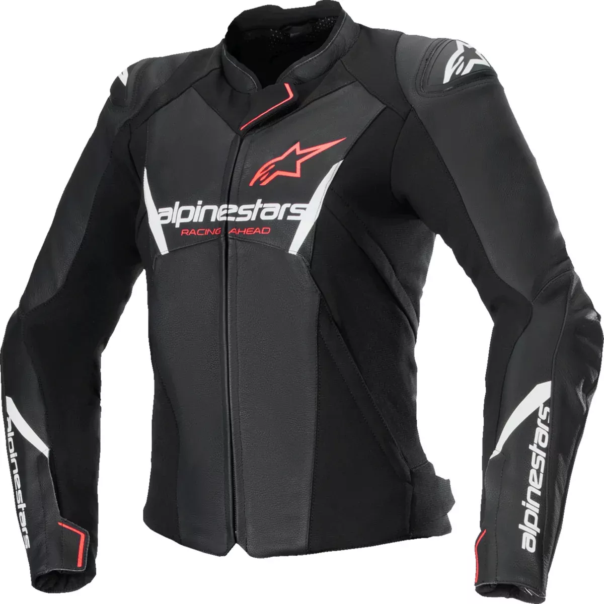 ALPINESTARS Stella Faster v3 Leather Jacket Black/White - Fluo/Coral US / EU
