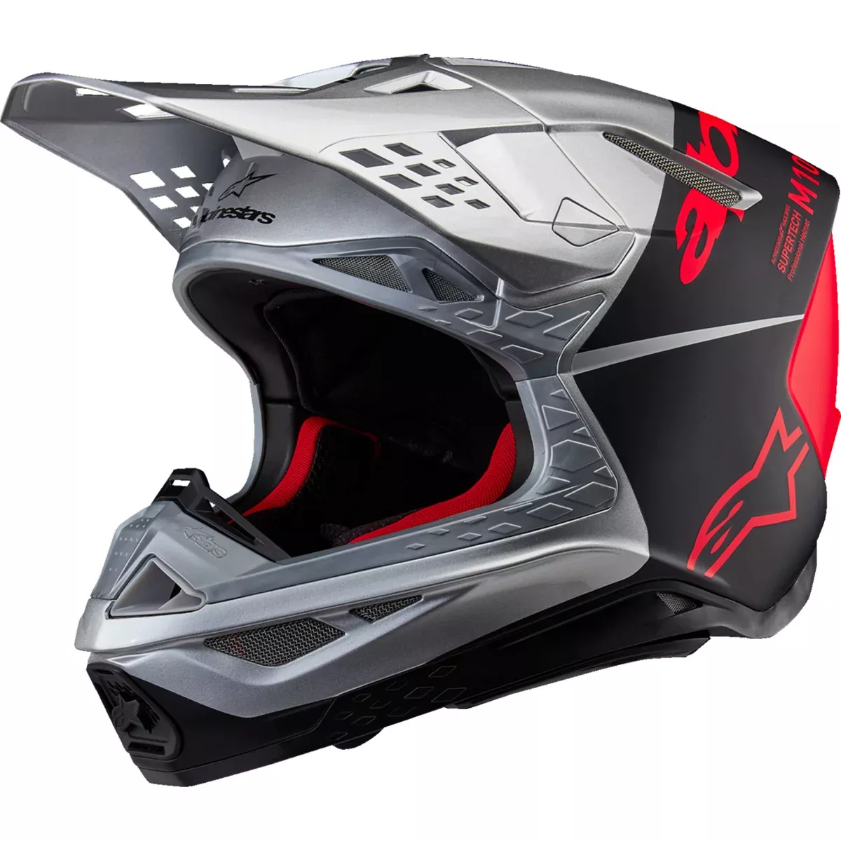 ALPINESTARS Supertech M10 Flood MIPS Helmet – Gloss Silver/Black/Orange Fluo