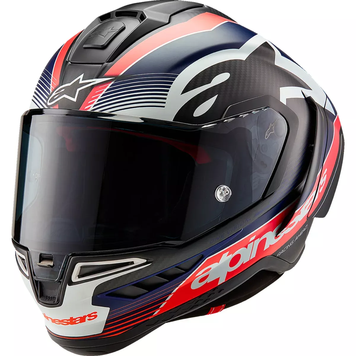 ALPINESTARS Supertech R10 Team Helmet – Matte Black/Carbon Red Fluo/Blue