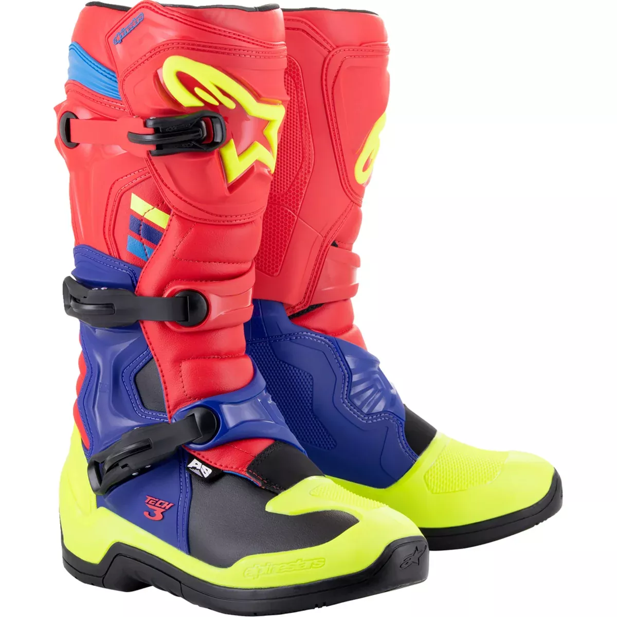 ALPINESTARS Tech 3 Boots Red/Blue/Yellow – Fluorescent US