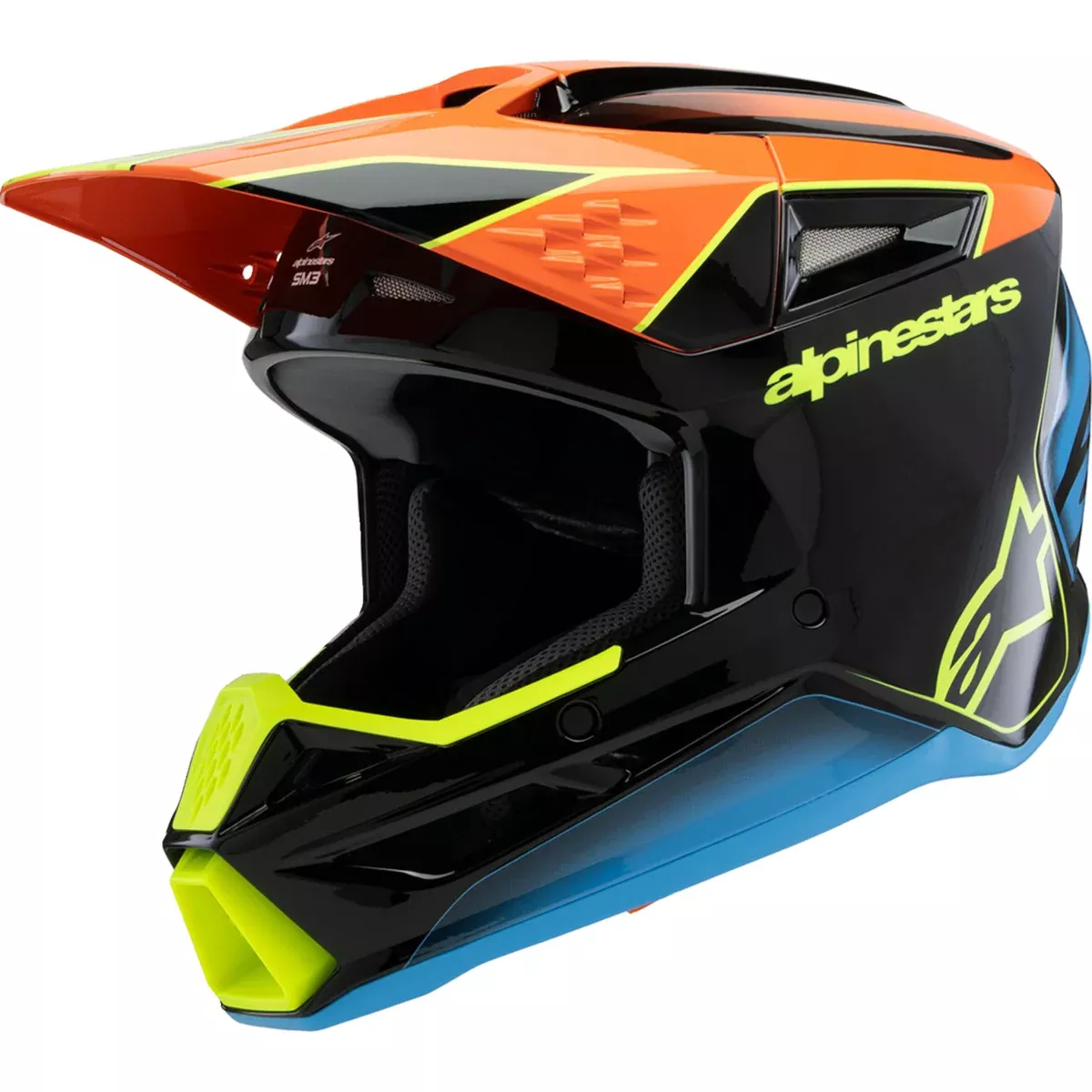 ALPINESTARS Youth SM3 Fray Helmet – Gloss Black/Orange/Yellow Fluo