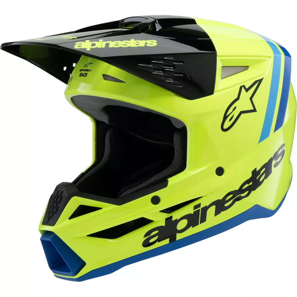 ALPINESTARS Youth SM3 Radium Helmet - Gloss Yellow Fluo/Black/Blue