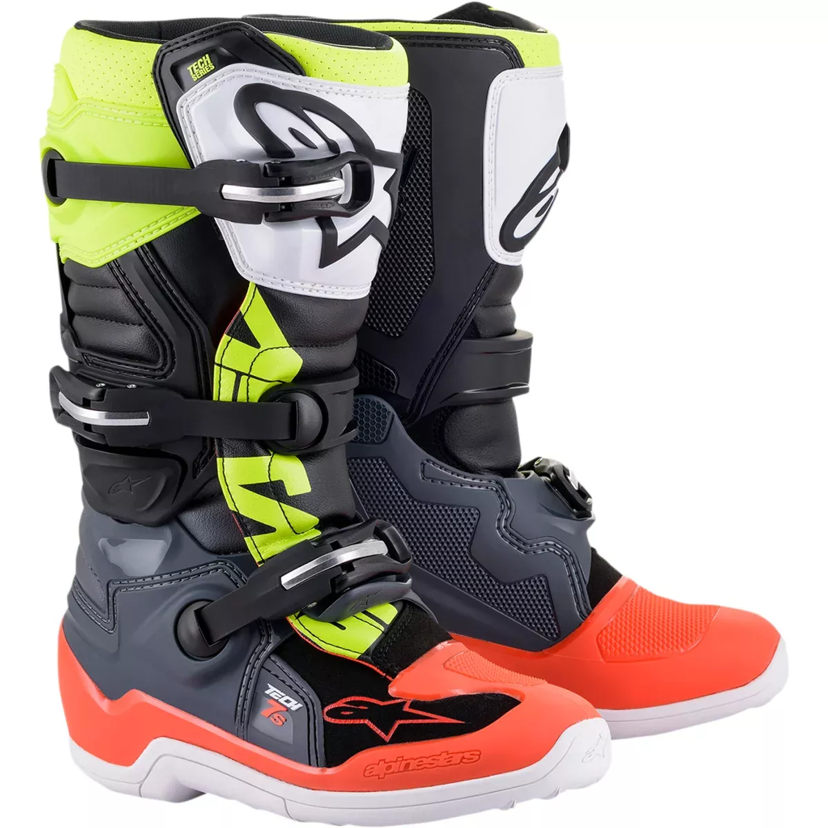 ALPINESTARS Youth Tech 7S Boots Black/Gray/Red/White/Yellow - US