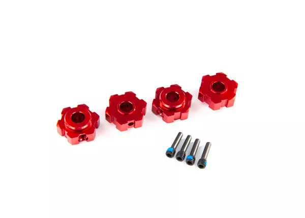Aluminum Wheel Hubs, Hex (4) & 4x13mm Screw Pins (4) Black, Green, Red, Orange, or Blue