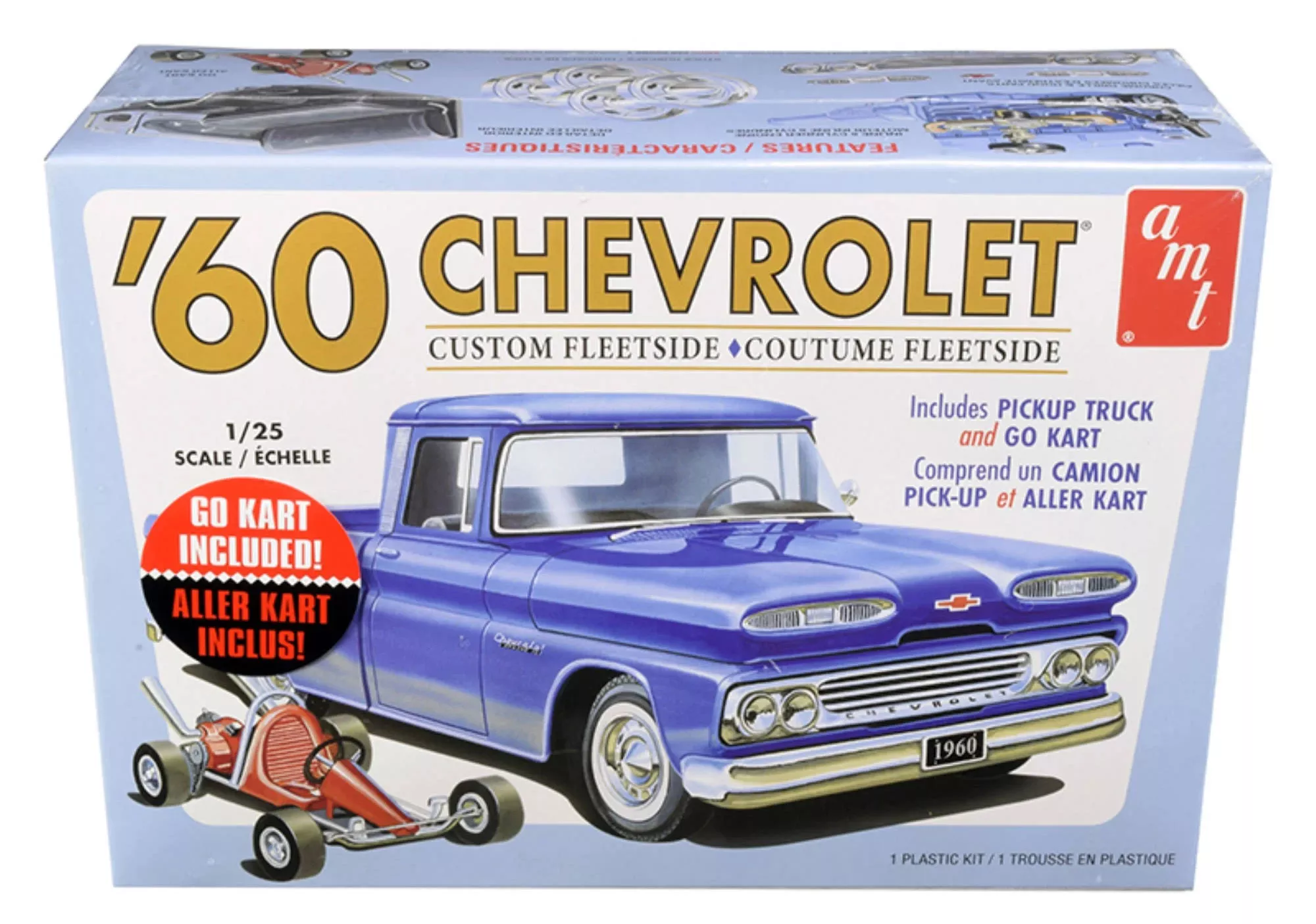 AMT 1960 Chevy Custom Fleetside Pickup with Go-Kart1:25 Scale Model Kit
