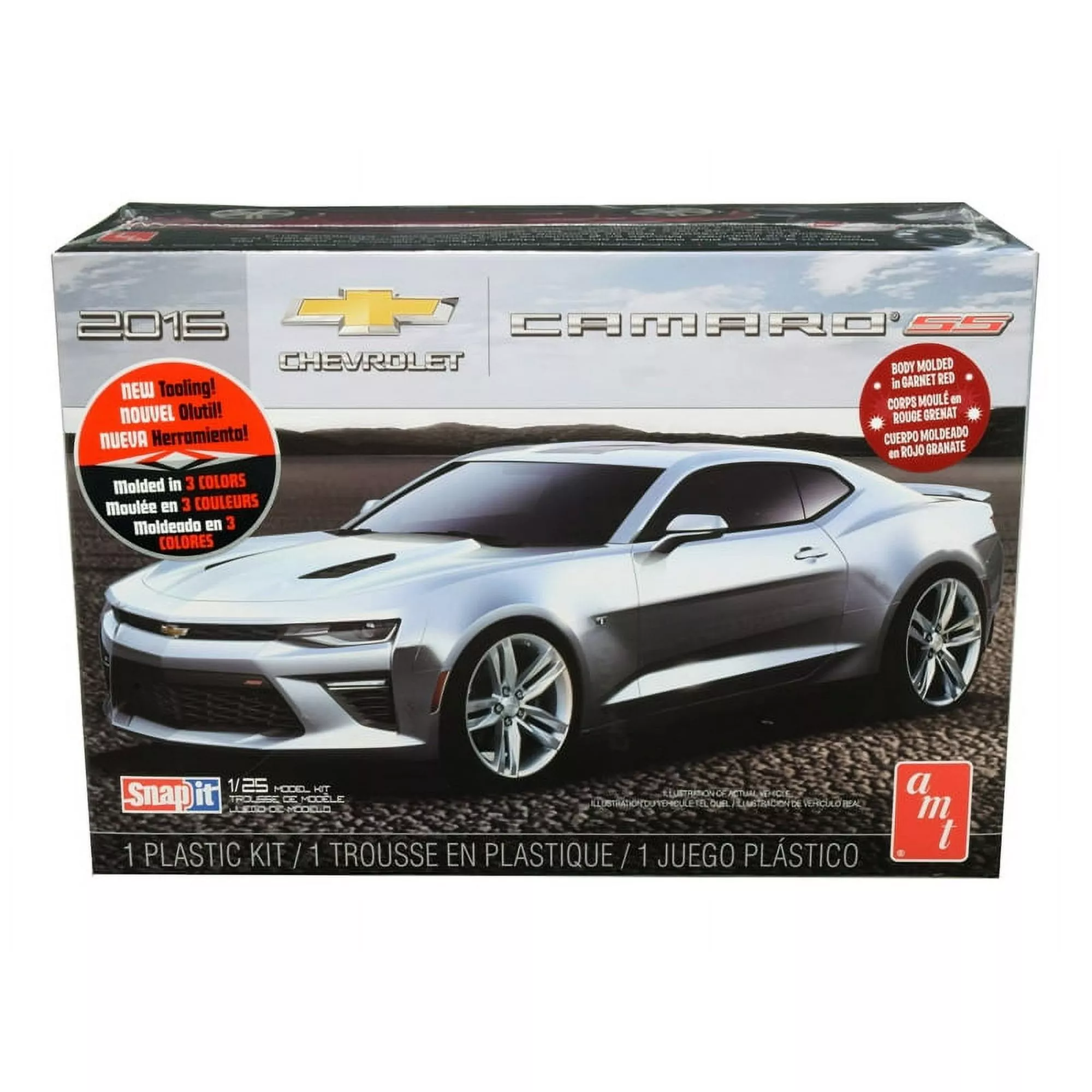 AMT 2016 Chevy Camaro SSMolded in Garnet Red; 1:25 Scale SNAP Kit