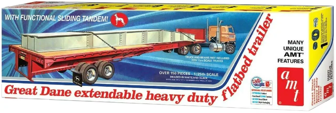 AMT Great Dane Extendable Flat Bed Semi-Trailer1:25 Scale Model Kit