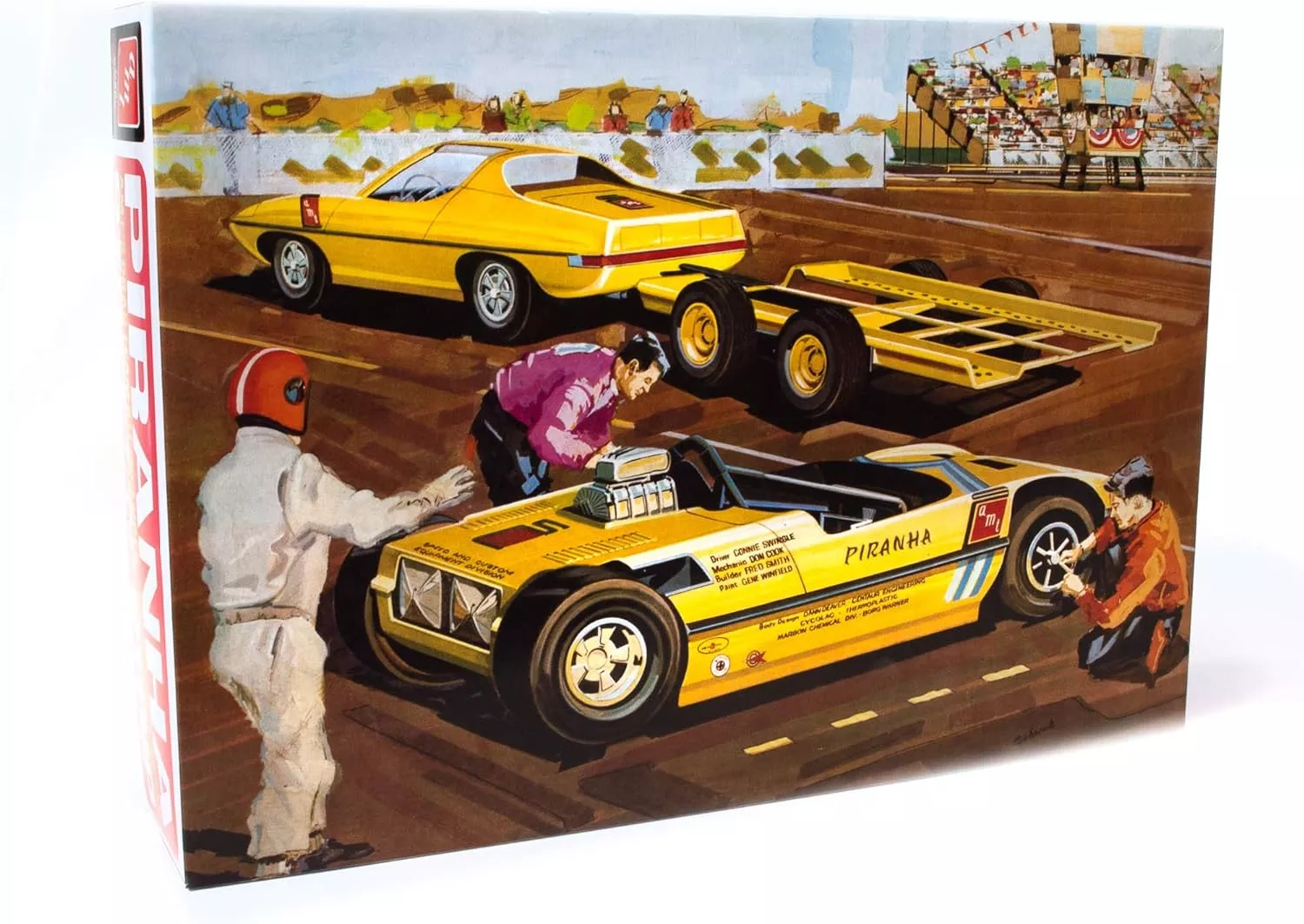 AMT Piranha Drag Team (Gull-Wing Car, Dragster, and Trailer) 1:25 Scale Model Kit