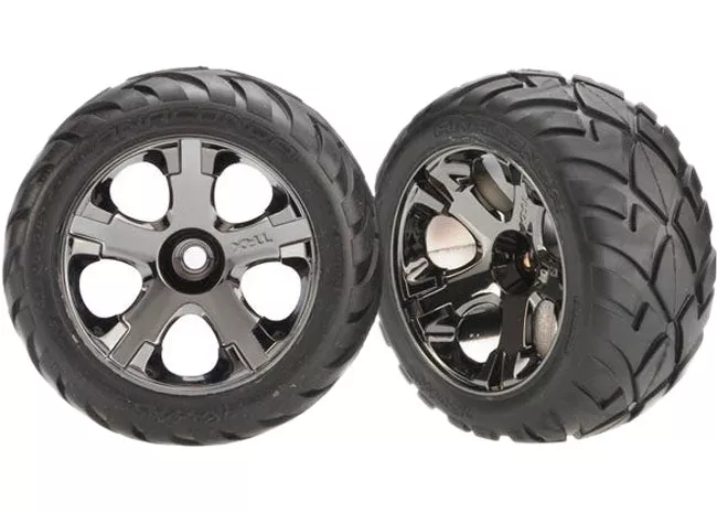 Anaconda Tires on All-Star Black Chrome Wheels (Nitro Front) (1 Left, 1 Right)