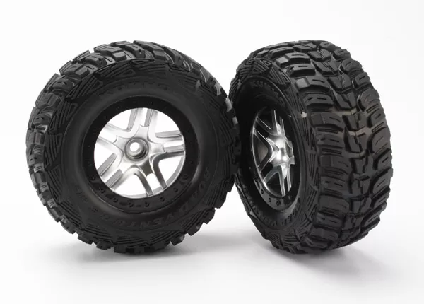 Assembled Tires & Wheels (SCT Split-Spoke Satin Chrome, Black Beadlock Style Wheels, Kumho Tires, Foam Inserts) (2) (2WD Front)