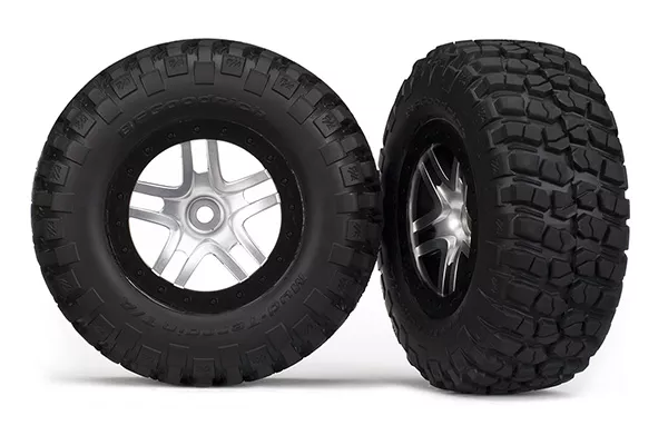 Assembled Tires & Wheels, (SCT Split-Spoke, Satin Chrome, Red or Black Beadlock Wheels with BFGoodrich Mud-Terrain™ T/A KM2 Tires, Foam Inserts) (2) (2WD Front)