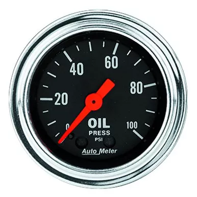 Auto Meter 2421 Traditional Chrome Mechanical Oil Pressure Gauge 2-1/16"