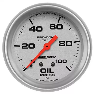 Auto Meter 4421 Ultra-Lite Mechanical Oil Pressure Gauge 2-5/8"