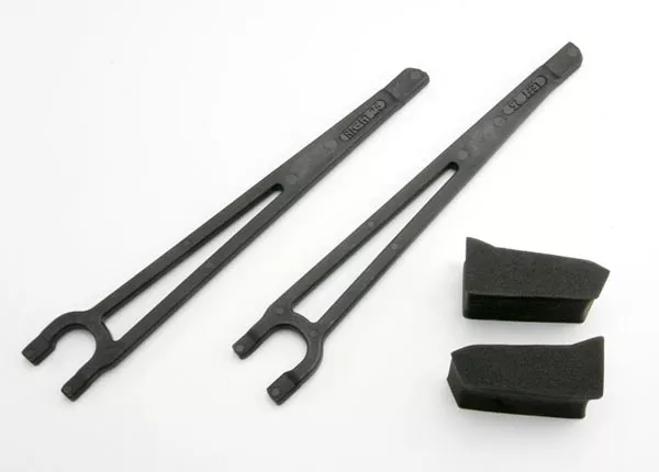 Battery Hold Downs, Left & Right, with Foam Spacers, for Standard Battery Packs