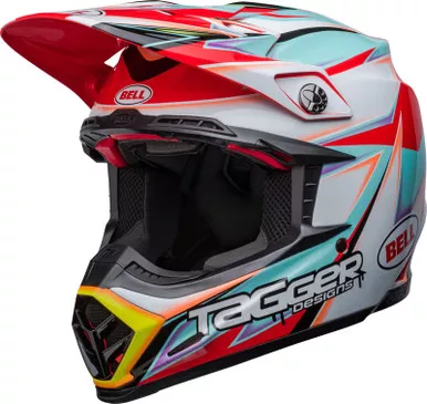 Bell Moto-9S Flex Tagger Edge White Aqua Helmet