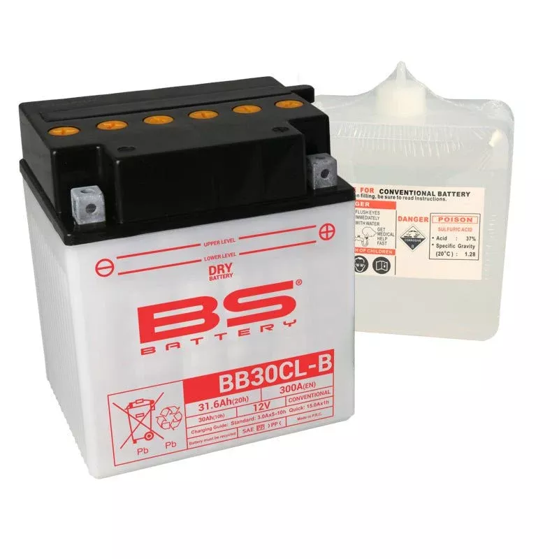 BS Battery BB30CL-B 12V Battery With Acid Pack