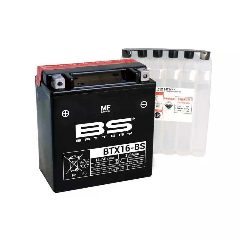 BS Battery BTX16-BS Maintenance Free 12V Battery