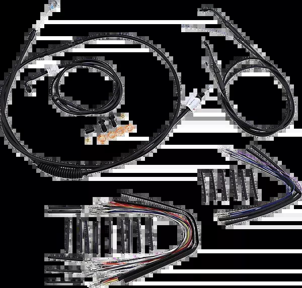 Burly Brand Complete Black Vinyl Handlebar Cable/Line Kit For Ape Hanger Handlebars – 16″ – ’07-’11 FXD