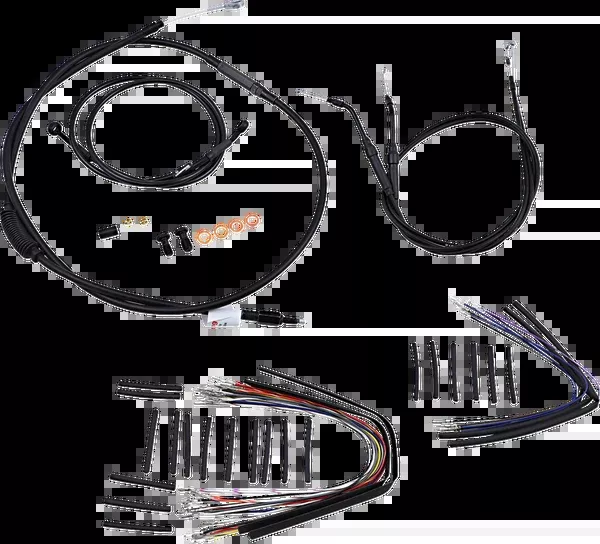 Burly Brand Complete Black Vinyl Handlebar Cable/Line Kit For Ape Hangers – 12″ – ’07-’11 FXD