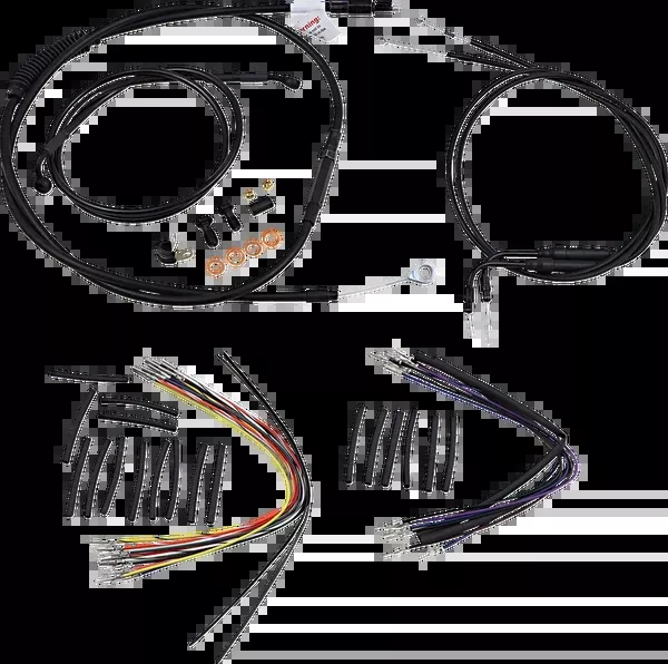 Burly Brand Complete Black Vinyl Handlebar Cable/Line Kit For Ape Hangers – 14″ – ’00-’06 FXST