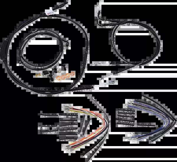 Burly Brand Complete Black Vinyl Handlebar Cable/Line Kit For Ape Hangers - 18" - '00-'06 FLST