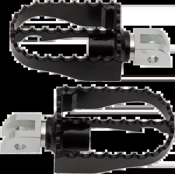 Burly Brand MX Foot Pegs - Driver - Black/Chrome