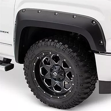 Bushwacker 20105-02 Black Pocket/Rivet Style Smooth Finish Front Fender Flares