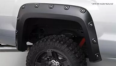 Bushwacker 40118-02 Black Boss Pocket/Rivet Style Smooth Rear Fender Flares