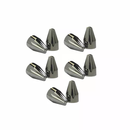 Ciro Black-Chrome/Fluted Spike 1/4" Engine Bolt Cap Set (70017)