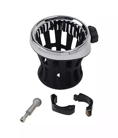 Ciro Chrome/Black Drink Holder with 1.25" Handlebar Mount (50415)