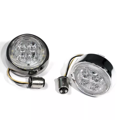 Ciro Fang Chrome Turn Signal Light Inserts w/Amber LED (45400)
